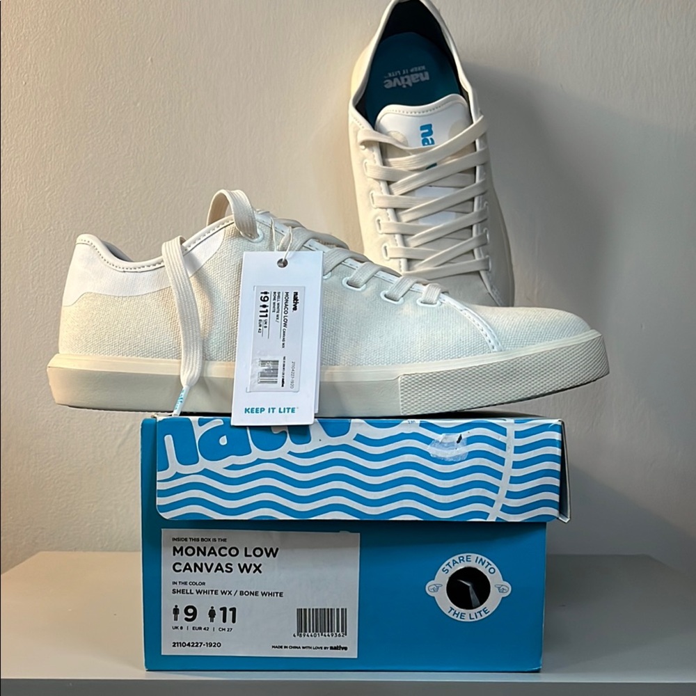 Native Shell White Monaco Low Canvas Sneakers